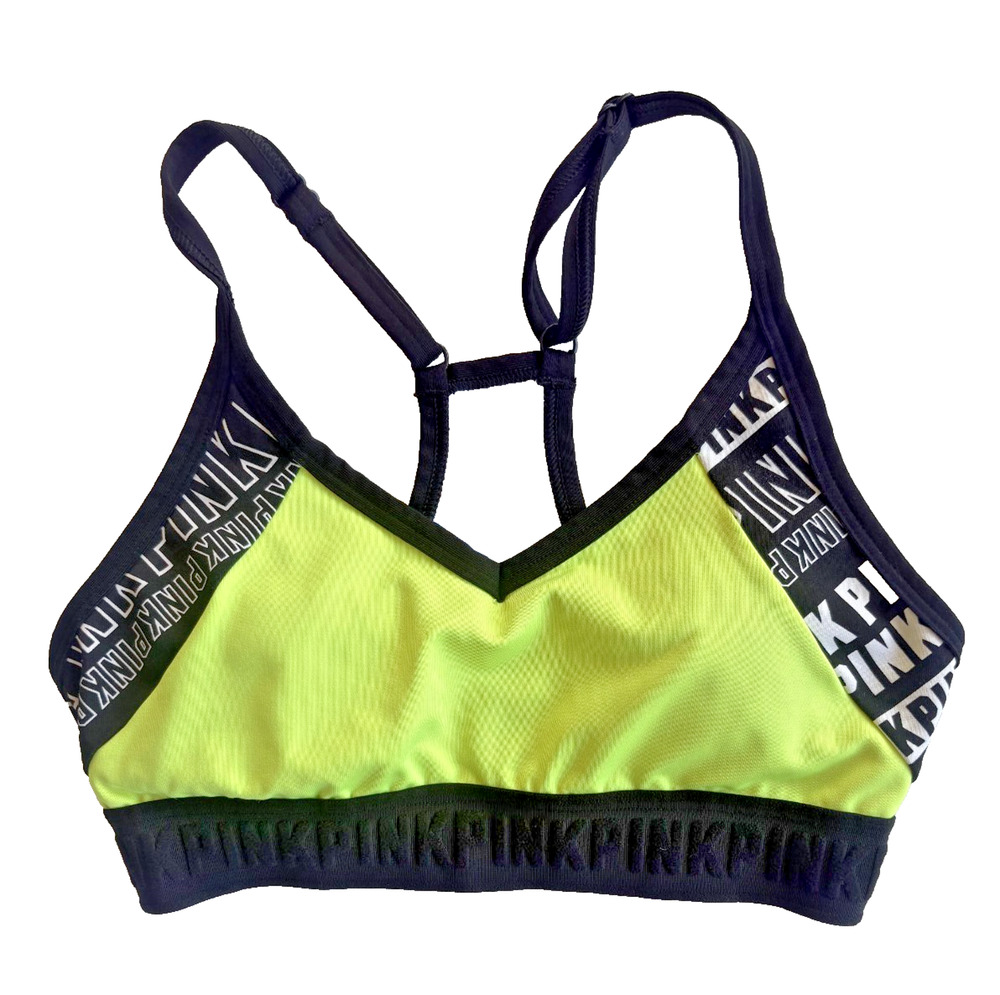 Pink by Victoria Secret Womens Neon Green Sports Bra Size X-Small